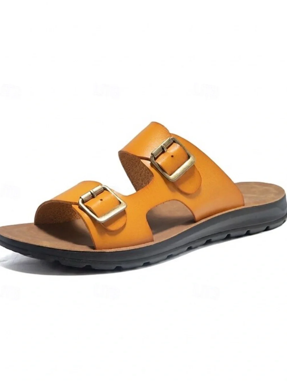 Men's Double-Buckle Slide Sandals in Orange